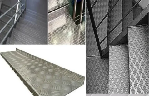 Placa de aluminio 5052 usada en piso industrial y escalones de camión